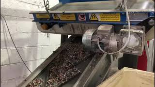 Bunting Permanent Overband Magnet recovering steel from Granulated Wire [upl. by Zuckerman]