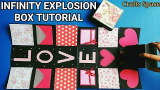 Infinity Explosion Box Tutorial  Rolling Cube  Endless box  Valentine Day Cards  Crafts Space [upl. by Aivonas]