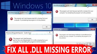 In 2 mins How to Fix All DLL file Missing Error in Windows 10 Quickly [upl. by Isadora]