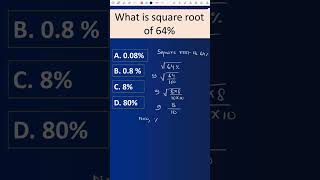 Square Root of 64 maths education percentage percentagemath mathematics arithmetic [upl. by Shirah]