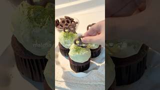 wait let‘s make matcha chocolate cupcakes 🍫₊˚ aesthetic baking matcha satisfying asmr foodie [upl. by Eeliab]