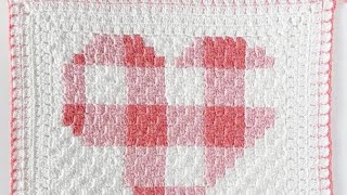 Corner to Corner Crochet Gingham Heart Blanket [upl. by Sinegold869]