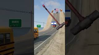 Giant Hammer Vs Country Flag Bas and car  beamngdrive [upl. by Eesdnil]