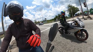 Ride Ngopi Kluang Rail Coffee  Honda RS150  Yamaha R25  GIVI M303 [upl. by Yelyac]