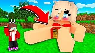 JJ Found SECRET BASE inside JJ GIRL WOMAN in Minecraft  Maizen [upl. by Derfnam]