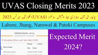 UVAS University of Veterinary amp Animal Sciences Lahore closing Merits 2023  Expected Merit 2024 [upl. by Shanda]