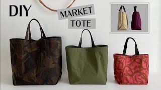 DIY  Market Tote turn one piece of fabric into this gorgeous bag Super easy Beginner friendly [upl. by Eyot734]