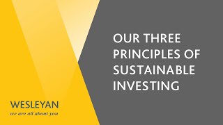 INVESTING WITH WESLEYAN  Our Three Principles of Sustainable Investing [upl. by Rushing278]