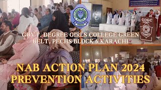 NAB Action Plan 2024  Awareness amp Prevention Activities GEGC Green Belt PECHS College [upl. by Stearne]