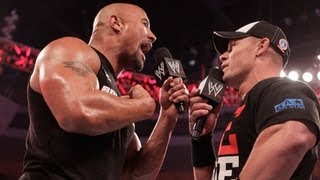 The Rock and John Cena engage in a WrestleManialevel war of words Raw March 5 2012 [upl. by Nireil]