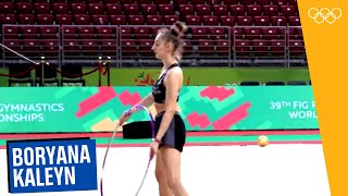 Boryana Kaleyn amp Stiliana Nikolova training  Bulgaria before the Rhythmic Gymnastics World Champs [upl. by Gothart]