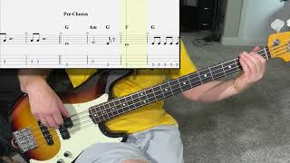 I Love A Rainy Night  Eddie Rabbitt  Bass Guitar Cover Play Along Tabs [upl. by Daffie]