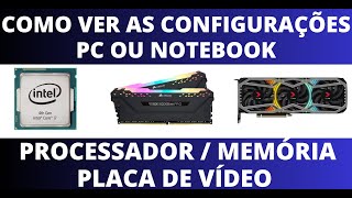 Como Ver as Configurações do Seu PC ou Notebook  INFORMAÇÕES DETALHADAS [upl. by Jaenicke]