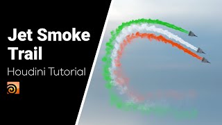 Houdini Tutorial  Jet Smoke Trail inside Houdini  Eng Sub [upl. by Drofwarc]