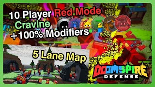 10 Player Red Mode on a 5 LANE Map  Doomspire Defense [upl. by Aronid147]