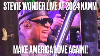 Special Message From Stevie Wonder Live At The 2024 NAMM show “Make America Love Again” [upl. by Bora]