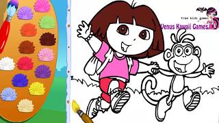 Dora The Explorer Dora and Boots Coloring Game for Children [upl. by Ynabe952]