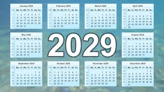 Calendar 2029 [upl. by Acinoda]