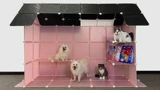 DIY  How To Make Open House For Pomeranian Puppies Dog With Cube Grid Wire  Baby Kitten Cow MR PET [upl. by Anehsak]