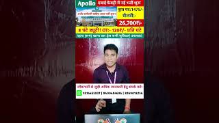 Apollo Hospital  दवाई पैकिंग हेतु 10वी पास कर्मचारी चाहिए  रहना खाना बस सुविधा फ्री उपलब्ध job [upl. by Senalda]