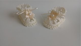 zapatitos para bautizo a crochet bebe 2 a 4 meses [upl. by Kremer]