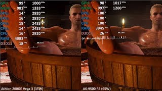 Athlon 200GE vs A69500 65W 5 Games Vega 3 vs R5  iGPU Benchmark Test [upl. by Sirc]