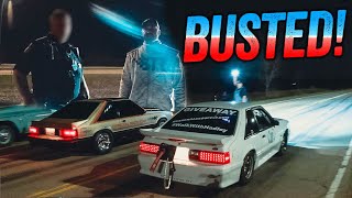 BUSTED Racing our Stick Shift Mustangs  COP WAS PISSED SRC vs KrakenRacing [upl. by Cirdla]