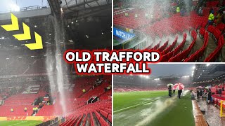 EMBARRASSING Inside Old Trafford WaterfallFlooding Heavy Rainfall During 10 Home Loss to Arsenal [upl. by Rebmetpes38]