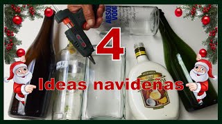 4 NUEVAS IDEAS NAVIDEÑAS CON BOTELLAS DE VIDRIO  Manualidades navideñas 2021  Christmas Crafts [upl. by Sandler667]