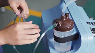 How to INSTALL SetUp Dry Bubble Humidifer Water Container on Oxygen Concentrator STRATUS 5 Set Up [upl. by Amoihc]