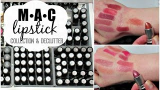 MAC Lipstick Collection Declutter Swatches  Makeup Organization amp Storage Ideas [upl. by Delano598]