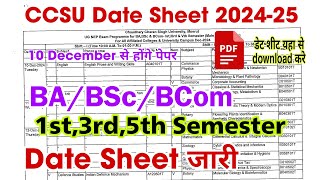 ccsu date sheet 2024 download kaise kare  ccsu ba bsc bcom 1st 3rd 5th semester exam date 2024 [upl. by Airdnassac16]