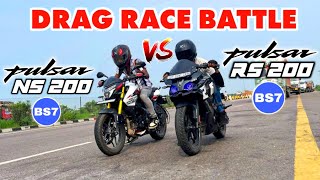 Bajaj Pulsar NS 200 Bs7 VS Pulsar RS 200 Bs7  New Model Drag Race 2024 [upl. by Donnelly]