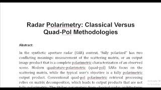 Radar Polarimetry Classical Versus Quad Pol Methodologies [upl. by Mistrot840]