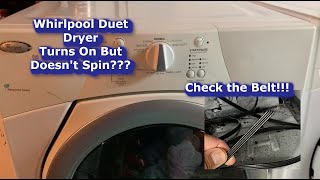 Whirlpool Duet Dryer  Wont Start Replacing Belt and Wheels [upl. by Zingale962]