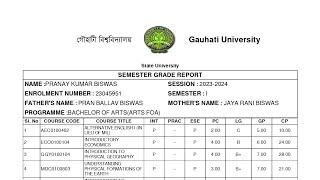 Gauhati University 1st semester result download gauhatiuniversity 1stsemester 1stsem goalpara [upl. by Eadahs]