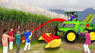 Shramik Hardworking Farmer Ka Sugarcane Harvesting Machine Hindi Kahani Moral Stories Comedy Video [upl. by Nalid]