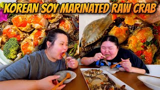 Korean Soy Marinated Raw Crab Ganjang Gejang Mukbang 먹방 Eating Show [upl. by Sinnard303]