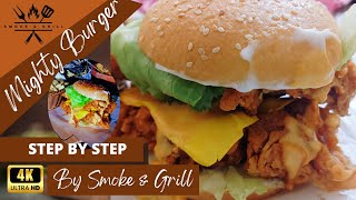 World Biggest Chicken Burger 🍔  Mighty Zinger Burger  Best Sauce By Smoke amp Grill [upl. by Hcone]