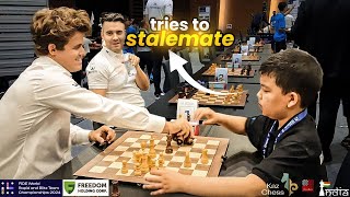 Little kid tries the stalemate trick on Magnus Carlsen  World Team Blitz 2024 [upl. by Anertac]