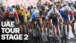 INCREDIBLE Mark Cavendish storms Abu Dhabi sprint  2022 UAE Tour  Highlights  Eurosport [upl. by Yartnod]