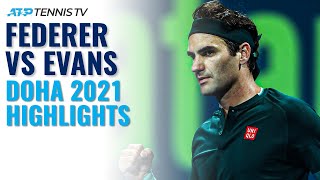 Roger Federer vs Dan Evans Highlights Of Federers Return To Tennis  Doha 2021 [upl. by Guzel]