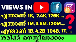 1K 1M 1b means malayalam l Million billion Trillion malayalam l 1k views means malayalam [upl. by Nilecoj]