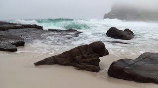 30 min relaxing ocean waves  high quality sound  no music  HD video of a beautiful misty beach [upl. by Henryetta688]