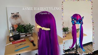 ASMR HAIRSTYLING  HAIR BRUSHING HAIRSTYLE HAIR OILING AND BRAIDS [upl. by Akiret]