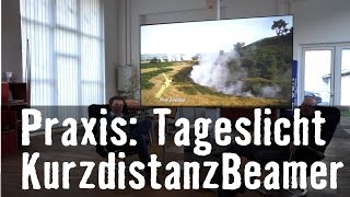 Beamer als TV Ersatz Kurzdistanz Beamer mit Tageslichtleinwand [upl. by Ayanad811]