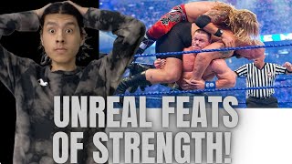 Unreal Feats of Strength by WWE Wrestlers Reaction [upl. by Junia]