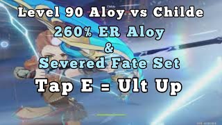 Full ER Emblem Severed Fate  Elegy Bow Lvl 90 Aloy vs Childe  Genshin Impact [upl. by Nylrem]