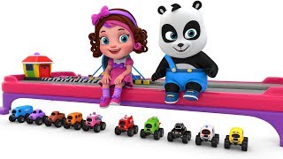 Pinky and Panda Play with Cars Passing through Loops  Car Parking Videos [upl. by Kcire]