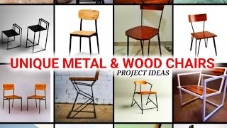 METAL AND WOOD CHAIRS DESIGNS COMPILATION  INDUSTRIAL TYPE PROJECT IDEAS  welding and woodworking [upl. by Yesiad]